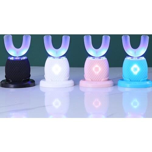 U Shaped Electric Toothbrush Timer Automatic Ultrasonic 360 Nano Silicone USB Rechargeable Wireless Teeth Whitening Machine