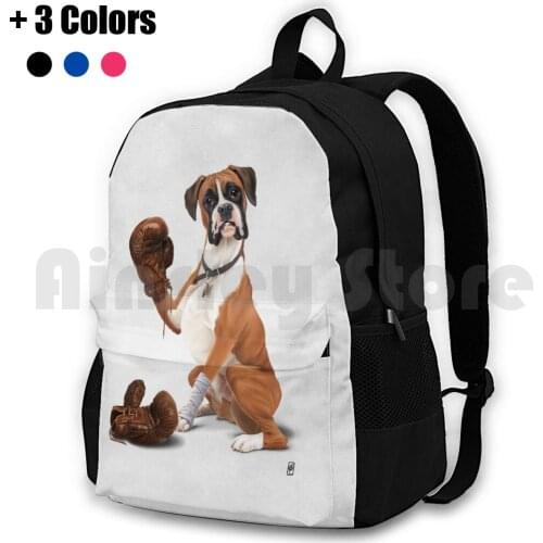 The Boxer ( Wordless ) Outdoor Hiking Backpack Waterproof Camping Travel Boxer Dog Pet Animal Mammal Glove Sport Boxing Leather