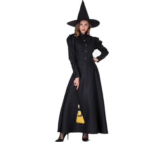 Women Witch Costume Halloween Carnival Costume Black Witch Costume For Adult Girls Fancy Dress Party Outfit