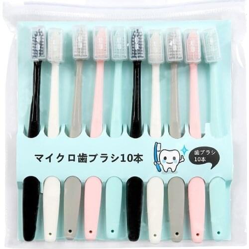 10pcs Macaron Toothbrush Clean Adult Bamboo Charcoal Soft Toothbrush Teeth Deep Cleaning Portable Travel Dental Oral Care