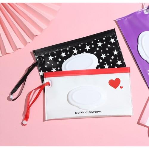 1 Pcs Wet Wipes Bag EVA Baby Cosmetic Pouch Cute Wipes Holder Case Reusable Portable Refillable Baby Product Accessories