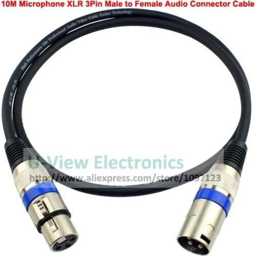 10M Length Copper Microphone XLR 3Pin Jack Speaker XLR Male to Female Extension Audio Connector Cable/Free Shipping/1PCS