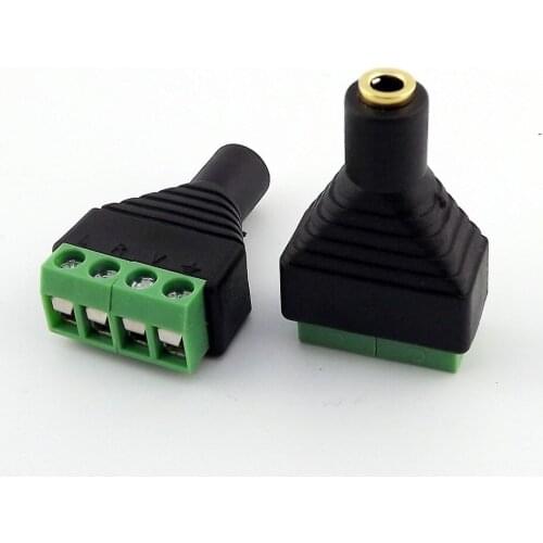 10pcs 3.5mm 1/8" Stereo Female 4 Pole To AV Screw Video Balun Terminal Plug Adapter