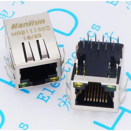 10pcs/lot HR911130C Light strip with shrapnel RJ45 Gigabit Ethernet port Horizontal filter