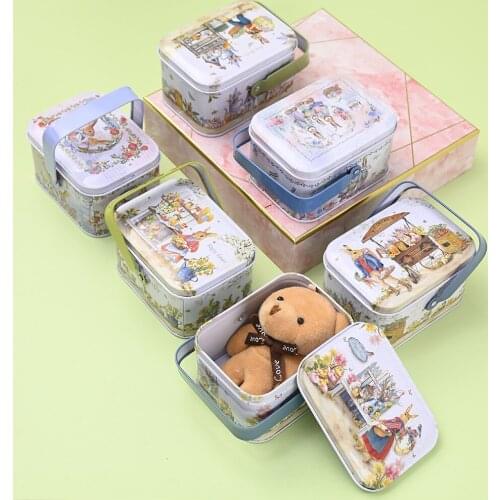 2pcs Hot Sale Easter Theme Decorative Tinplate Box Gift Packing Case Candy Tinplate Case Easter Day Accessories Candy Boxes