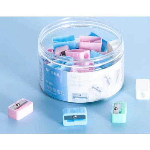 48pcs/Box Plastic Pencil Sharpeners Candy Color Mini Standard Pencil Cutting Machine Student School Office Stationery Supplies