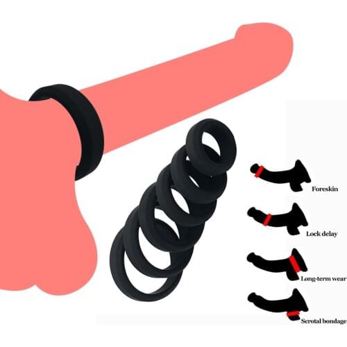 6 Sizes Silicone Cock Ring Penis Enhance Erection Ejaculation Delay Sex Toys For Men Cockring Ball Donuts Ring Adult Sex Shop
