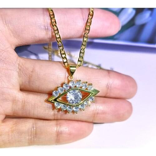 925 Silver High Quality White Zircon Demon Eye Shape Religious Pendant Necklace For Ladies Wedding Party Engagement Jewelry Gift