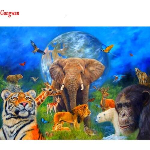 5D Diy Diamond painting Square diamond embroidery elephant,tiger,monkey,giraffe animal zoo cross stitch Rhinestone painting GIFT