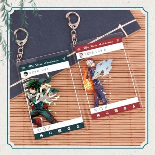 Anime My Hero Academia Keychains Cartoon Logo Card Pendant Acrylic Transparent Keyring Men Women Fans Jewelry Gift