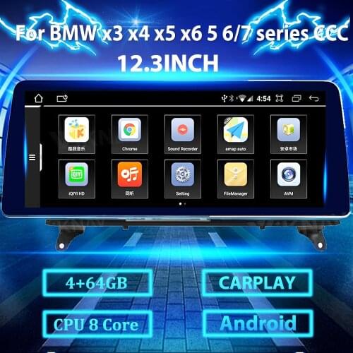 2din 12.3inch Android Car Radio DVD Multimedia Player For BMW x3 x4 x5 x6 5 6 7 series CCC GPS Navigation auto Stereo Carplay