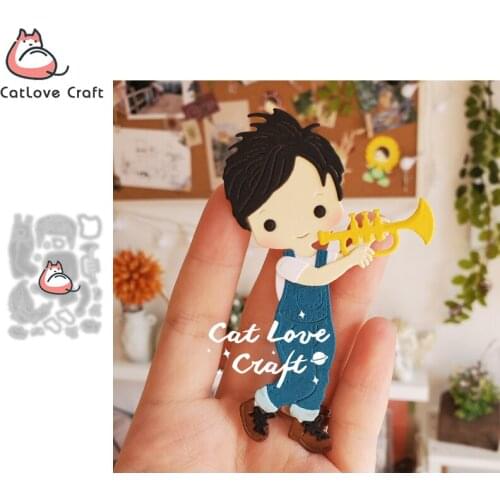 Catlove Trumpet Boy Metal Cutting Dies Scrapbooking Mold Stencil Die Cuts Card Making DIY Craft Embossing New Dies For 2021