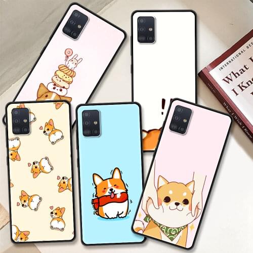 Cute Corgi Dog Phone Case For Samsung Galaxy A51 A71 A21s A31 A41 A11 A01 M30s M31 M51 Black Soft Silicone Covers