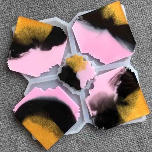 DIY Crystal Silicone Mold Mirror Irregular Cup Pad Table Resin Casting Mould for jeweley Making resin art