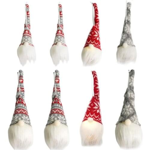 4pcs Christmas Swedish Gnome with LED Lighting Ornaments Hanging Xmas Tree Decor F1CC