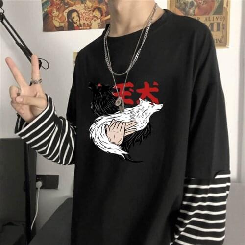 Latest Japan Anime Jujutsu Kaisen T Shirt Summer Fake Two Pieces T-shirt Harajuku Cartoon Fushiguro Megumi Unisex Tshirt Male