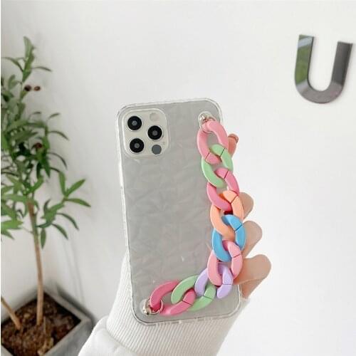 Hot Portable Acrylic Bracelet Diamond pattern soft silicon phone case for apple iPhone 12 MiNi 7 8 Plus X XS XR MAX 11 Pro cover