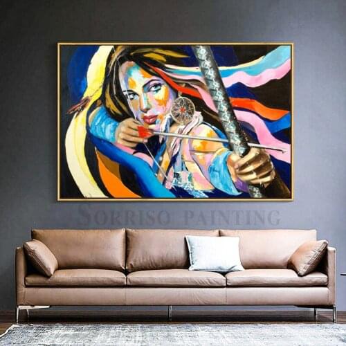 Knife Oil Painting HD Prints On Canvas Home Decor Girl Woman Archery Wall Art Pictures Colorful Figure Portrait Artworks Posters