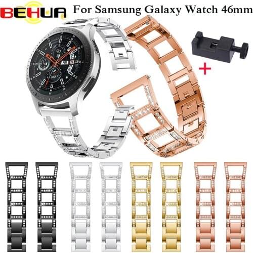Luxury Stainless Steel metal Strap For Samsung Galaxy Watch 46mm link bracelet wrist belt Watchband with tool Watch Strap band