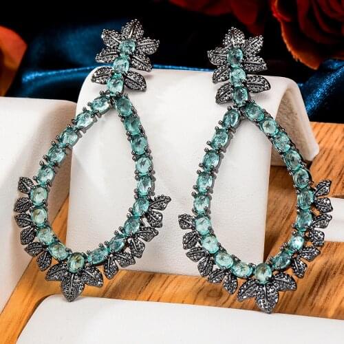 Missvikki Clear blue crystal Drop Dangle Earring For Women Bridal Earring aretes de mujer modernos Fashion Gift 2021 Hot