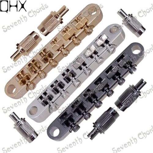 A Set 6 String Saddle Bridge For Electric Guitar With Studs & Anchors Chrome Black Gold for choose guitar accessories parts