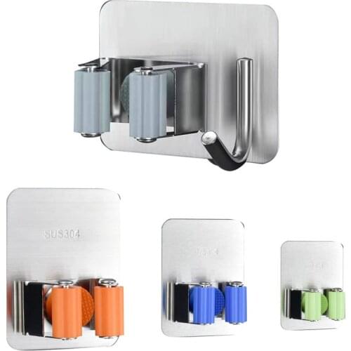 Wall Mounted Mop Organizer Holder Brush Broom Hanger Home Storage Rack Bathroom Suction Hanging Pipe Hooks Household Tools home