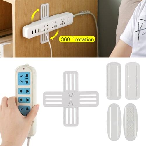 Wall-Mounted Storage Shelf Sticker Punch-free Plug Fixer Home Self-Adhesive Socket Fixer Seamless Power Strip Holder