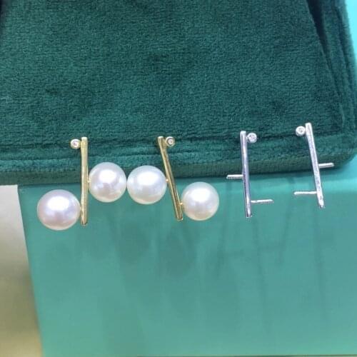 New Hot 925 Sterling Silver Earrings Findings Settings Base Mountings Parts Mounts for Coral Pearls Agate Crystal Stones Beads