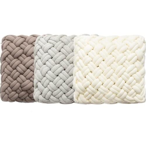 Knitted Pillow Hand Knitting Thick Thread Throw Pillow Handmade Cotton Cushion For Sofa Bed Office