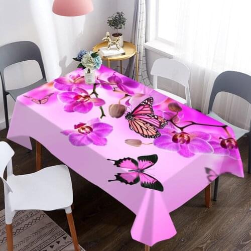 Tablecloth Orchids Flowers Pattern Waterproof Coffee Table Cloth Oxford Fabric Table Cover Wedding Decoration Picnic Blanket