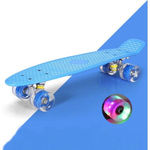 22in four wheel skateboard small fish board single rocker flash wheel PP plastic road brushing adult skateboard scooter