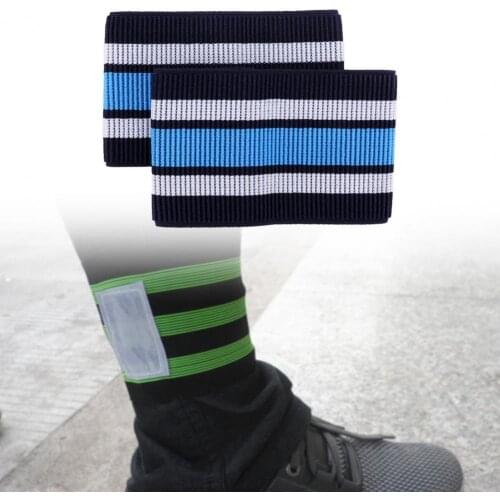 2pc cycling sports leg straps with elastic three-color striped leggings ankle strap with bands cycling equipment protective gear
