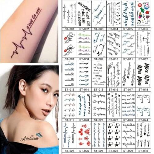 30pcs/set Temporary Tattoo Stickers Alphabet Letters Cat Design Fake Tattoo for Men Women Tatouage Temporaire
