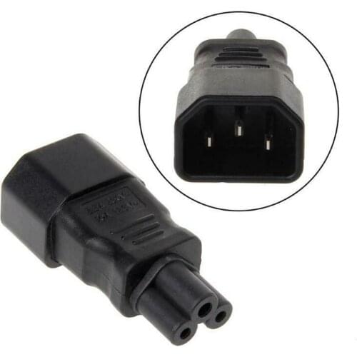 High Quality IEC 320 C14 3-Pin Male To C5 3-Pin Female Straight Power Plug Converter Adapter