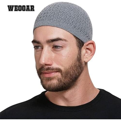 WEOOAR 2021 Dome Wave Knit Hat Beanies for Men Women Autumn Winter Cap Female Thick Warmer Turban Solid Bonnet Ladies Cap MZ182