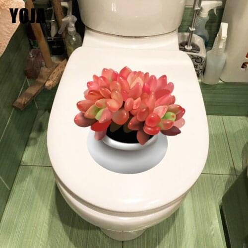 YOJA 22.6*21.8CM Succulent Plants Fashion Toilet WC Decor Home Room Wall Sticker Decal T1-0896