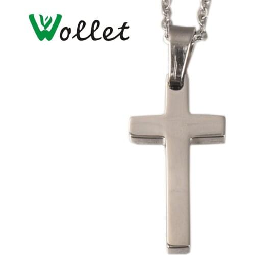 Wollet Jewelry High Quality Pious Cross Full Glossy Steel Color Stainless Steel Pendant For Women Men