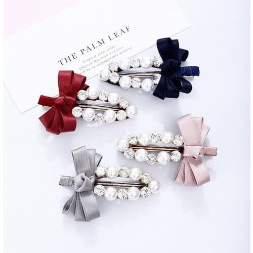 2021 Pearl Zircon Full Crystal Luxury Hair Clip Headband Hair Clip Barrettes For Women Girl Children Barrettes Fashion Bow