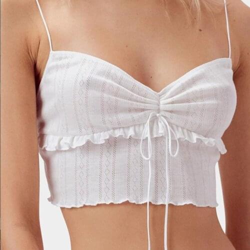 Womens Summer Solid Color Camisole Sexy V-neck Short Style Slim Exposed Navel Bottoming Top
