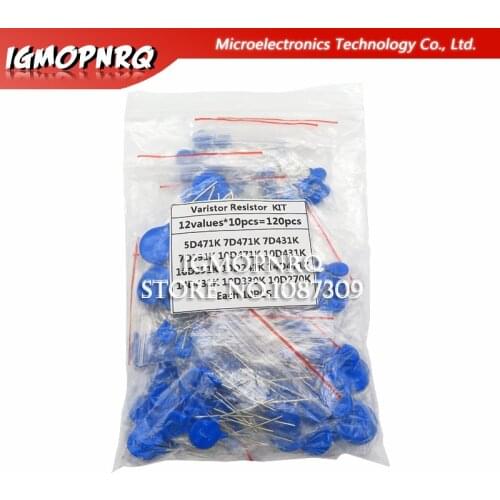 100PCS=12value*10PCS Varistor Resistor Assorted kit 5D471K 7D471K 7D431K 7D391K 10D471K 10D431K 10D391K 14D471K 14D431K 10D241K