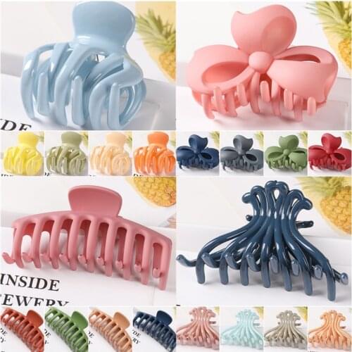 2021 Korean Solid Big Hair Claws Elegant Frosted Acrylic Hair Clips Hairpins Barrette Headwear for Women Girls Hair Accessories