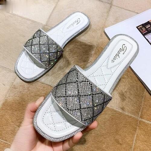 2021 Summer Fashion Womens Slippers Casual Vamp Rhinestone Decoration Trend Simple Womens Shoes Zapatos De Mujer Women Shoes