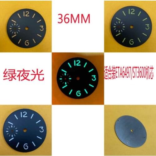 36mm Green Luminous Watch Dial for ETA 6497/ ST 36 Movement