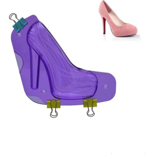 3D Purple Thick Bottom Ladies High Heel Chocolate Mold Reusable Baking Craft Fondant Cake Sugar Shape Crystal Mold