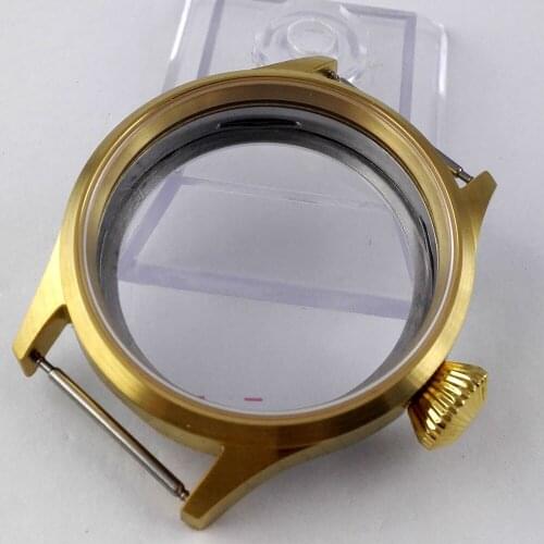 43mm sapphire glass stainless steel Golden case fit eta 6497 6498 sea gull ST 3600 movement watch case