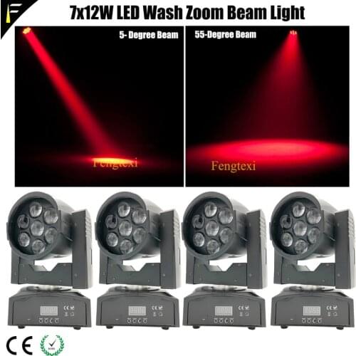 7x12w Shark Zoom Wash One Quad LED Wash Light Beam Moving Head 12wx7 LED 5-60 Degree Beam Angle