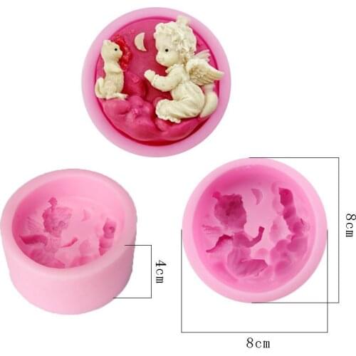 Free Shipping Silicone Baby Angel Moon Stars Turn Sugar Chocolate Mold Baking Cake Pastry Pudding Dough Soap Mould DIY Gift