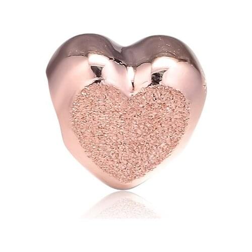 Mothers Day Rose Matte Brilliance Heart Charm Authentic 925 Silver Jewelry Fits European Bracelets DIY Beads For Jewelry Making