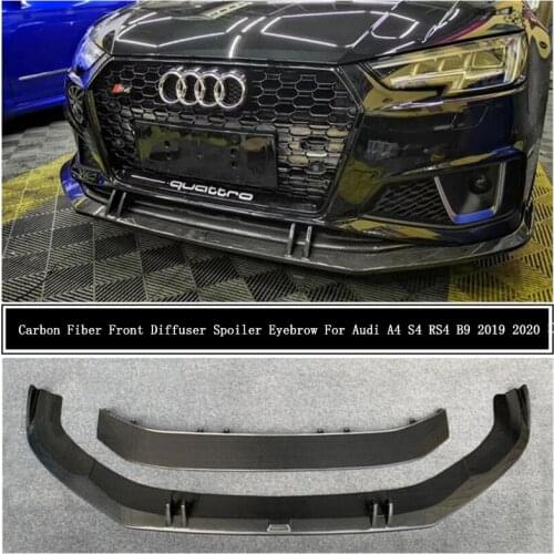 For Audi A4 S4 RS4 B9 2019 2020 Carbon Fiber Front Bumper Diffuser Lip Spoiler Decorative Strip Eyebrow High Quality Accessories