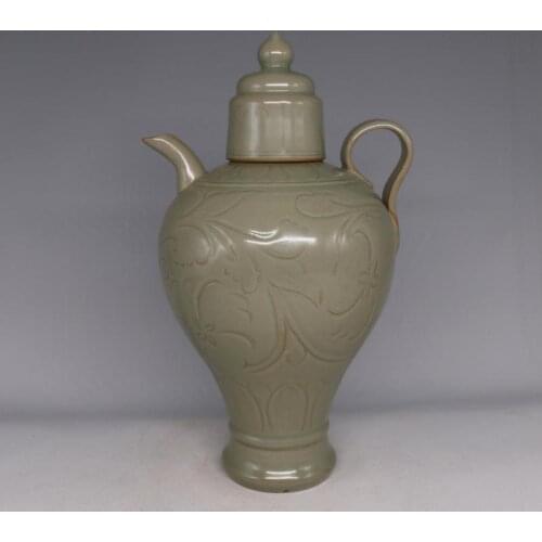 Antique SongDynasty porcelain pot,Yue kiln carved bottle,Hand-painted crafts,Decoration,Collection&Adornment,Free shipping